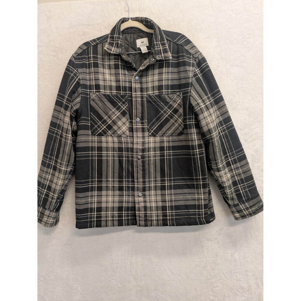 H&M Men's Relaxed Fit Plaid Button Up Shirt‎ Jacket Size S